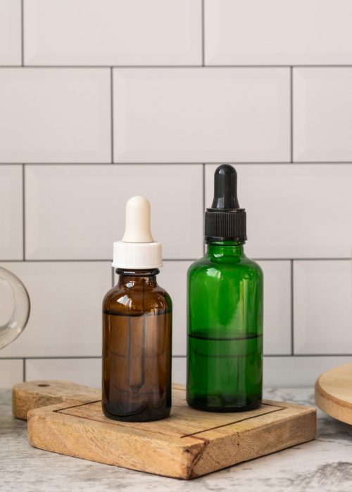 The aromatherapy bottle with oil for homeopathic medicine or herbal medicine.